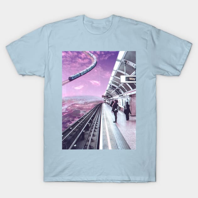 Sky Train - Space Aesthetic, Retro Futurism, Sci Fi T-Shirt by jessgaspar